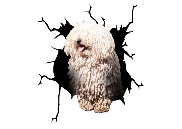 Hungarian sheepdog Crack Car Sticker 1