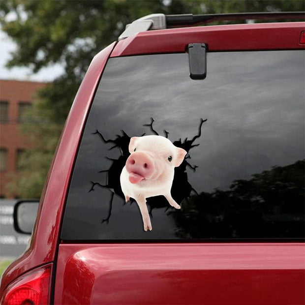 CUTE PIG CRACK STICKER ANIMALS LOVER 4