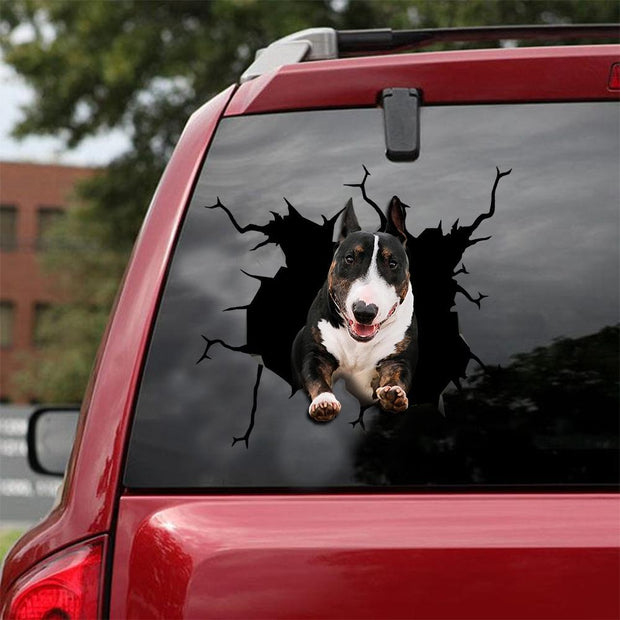 Bull Terrier Crack Car Sticker, Toilet Sticker, Fridge Sticker 10