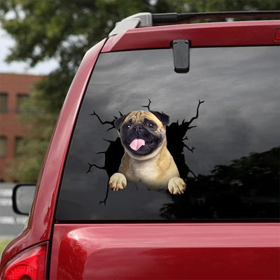 Pug Crack Car Sticker 12