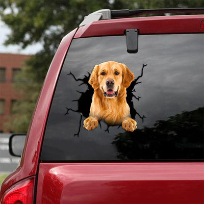 Golden Retriever Crack Car Sticker, Toilet Sticker, Fridge Sticker 33