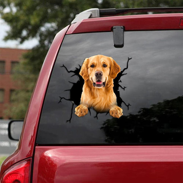 Golden Retriever Crack Car Sticker, Toilet Sticker, Fridge Sticker 33