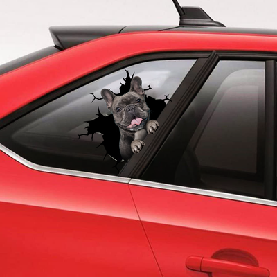 French Bulldog Crack Car Sticker, Toilet Sticker, Fridge Sticker (37)