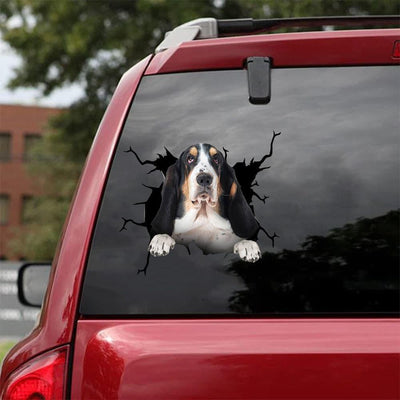 Basset Hound Crack Car Sticker, Toilet Sticker, Fridge Sticker 4