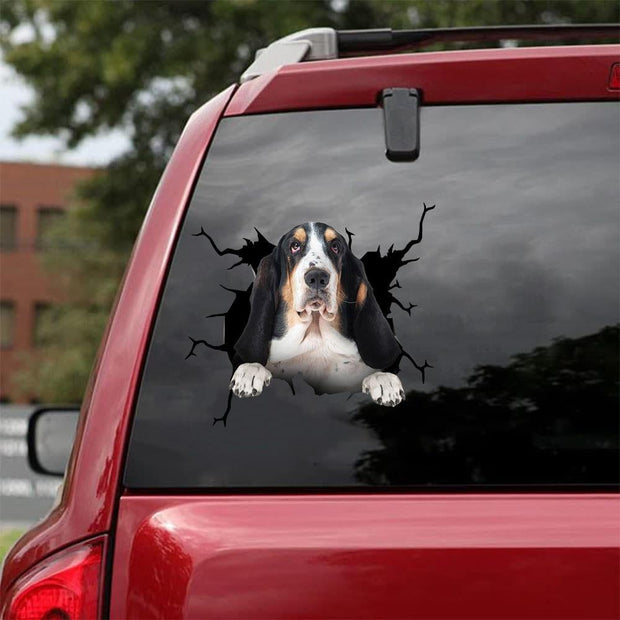 Basset Hound Crack Car Sticker, Toilet Sticker, Fridge Sticker 4
