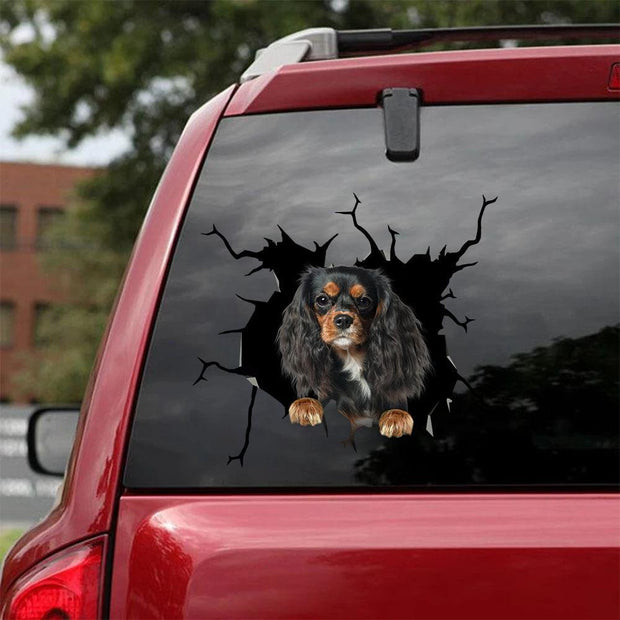 Cavalier King Charles Spaniel Crack Car Sticker, Toilet Sticker, Fridge Sticker 11