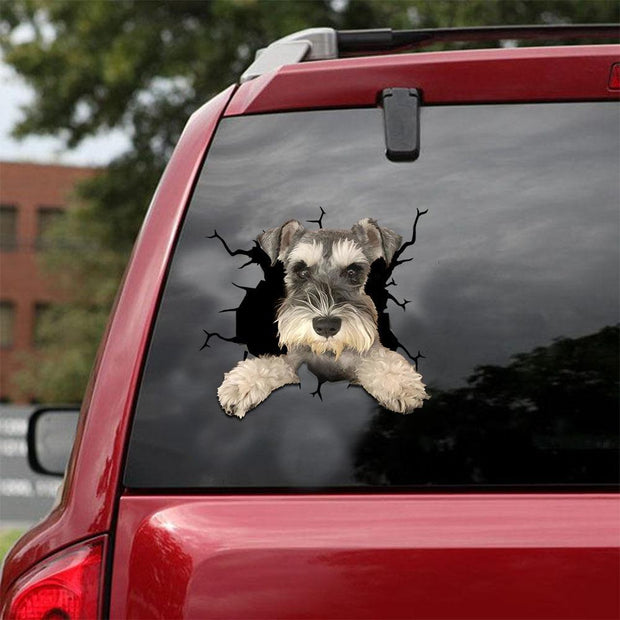 Miniature Schnauzer  Crack Car Sticker, Toilet Sticker, Fridge Sticker 2