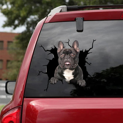 French Bulldog Crack Car Sticker, Toilet Sticker, Fridge Sticker (9)