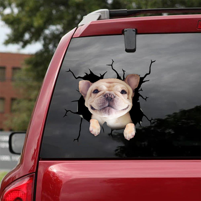 French Bulldog Crack Car Sticker, Toilet Sticker, Fridge Sticker (3)