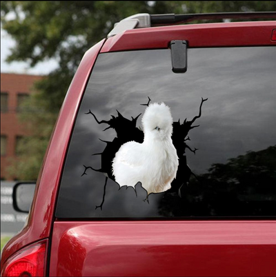 Silkie Chicken Crack Sticker animals Lover