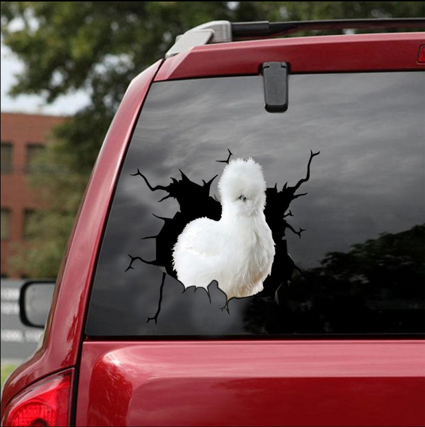 Silkie Chicken Crack Sticker animals Lover