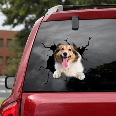 Shetland Sheepdog Crack Car Sticker, Toilet Sticker, Fridge Sticker 8