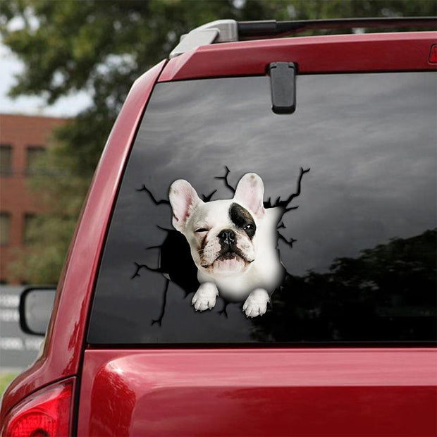 French Bulldog Crack Car Sticker, Toilet Sticker, Fridge Sticker (3)