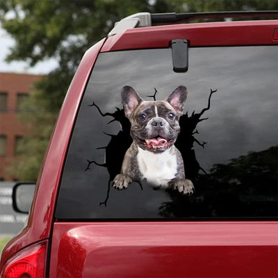 French Bulldog Crack Car Sticker, Toilet Sticker, Fridge Sticker (15)