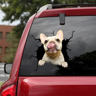 French Bulldog Crack Car Sticker, Toilet Sticker, Fridge Sticker (18)