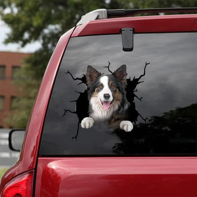 Border Collie Crack Car Sticker, Toilet Sticker, Fridge Sticker 9