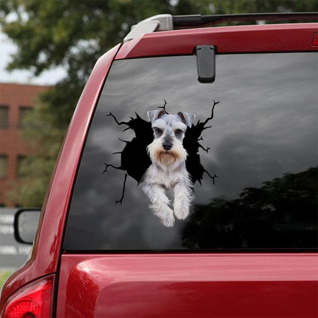 Miniature Schnauzer  Crack Car Sticker, Toilet Sticker, Fridge Sticker 8
