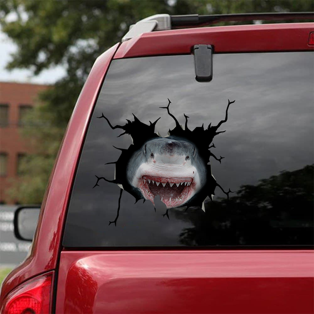 Shark Crack Car Sticker, Toilet Sticker, Fridge Sticker 4