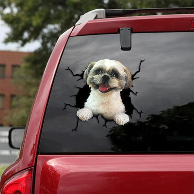 Shih Tzu Crack Car Sticker, Toilet Sticker, Fridge Sticker 35