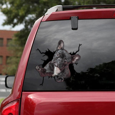 French Bulldog Crack Car Sticker, Toilet Sticker, Fridge Sticker (2)