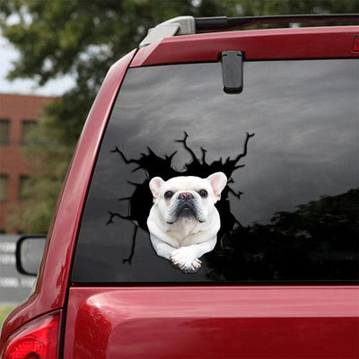 French Bulldog Crack Car Sticker, Toilet Sticker, Fridge Sticker (4)