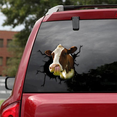 Dairy Cow Crack Car Sticker 1