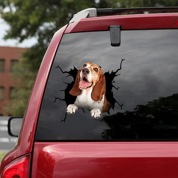 Basset Hound Crack Car Sticker, Toilet Sticker, Fridge Sticker 1