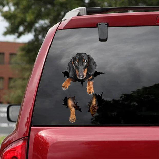 Dachshund Crack Car Sticker, Toilet Sticker, Fridge Sticker (31)