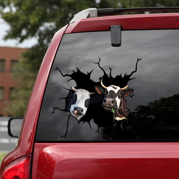 DAIRY COW CRACK CAR STICKER CATTLE LOVER